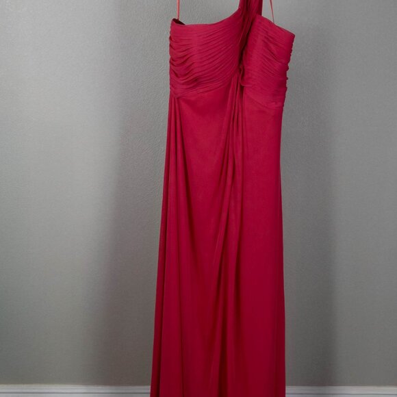 👗 Alex Evenings One-Shoulder Gown 💕 Coral Red – Size 14 - Picture 2 of 13